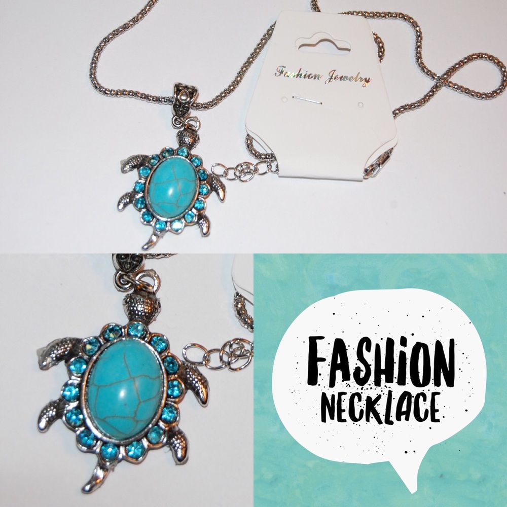 Fashion necklace, teal, approx 17 inches