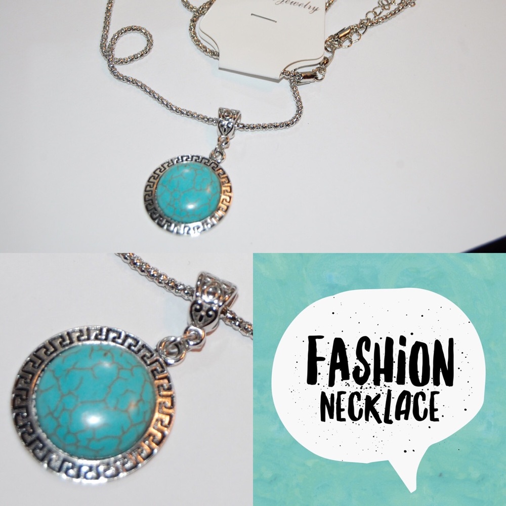 Fashion necklace, teal, approx 17 inches