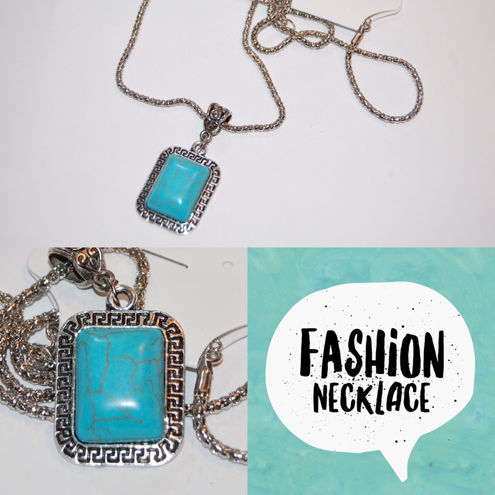 Fashion necklace, teal, approx 17 inches