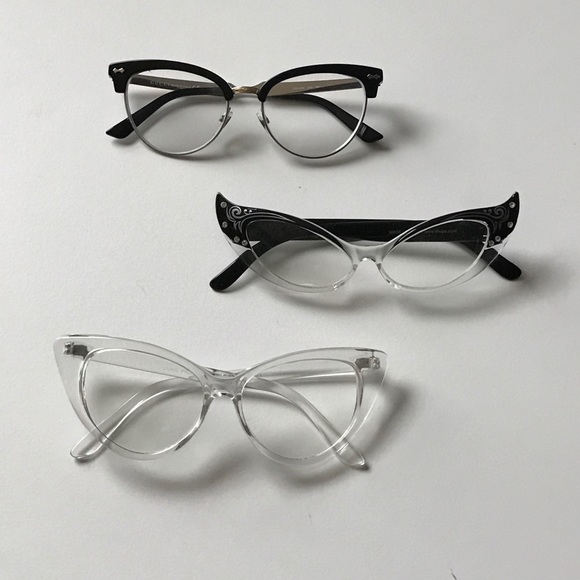 New| RETRO CLEAR CAT EYE FRAME EYEGLASSES - Picture 2 of 3