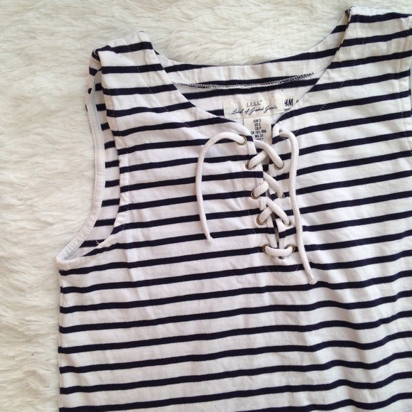 H&M Tops - H&M stripe lace up cotton tank top