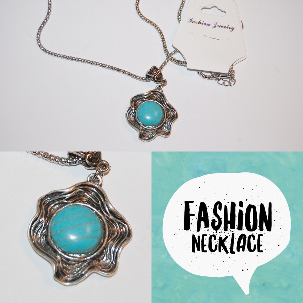 Fashion necklace, teal, approx 17 inches