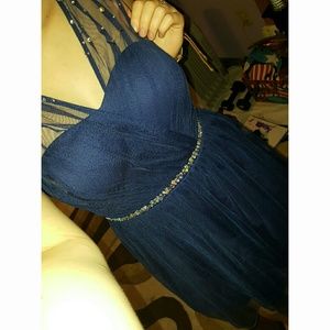 A sapphire blue short dress.