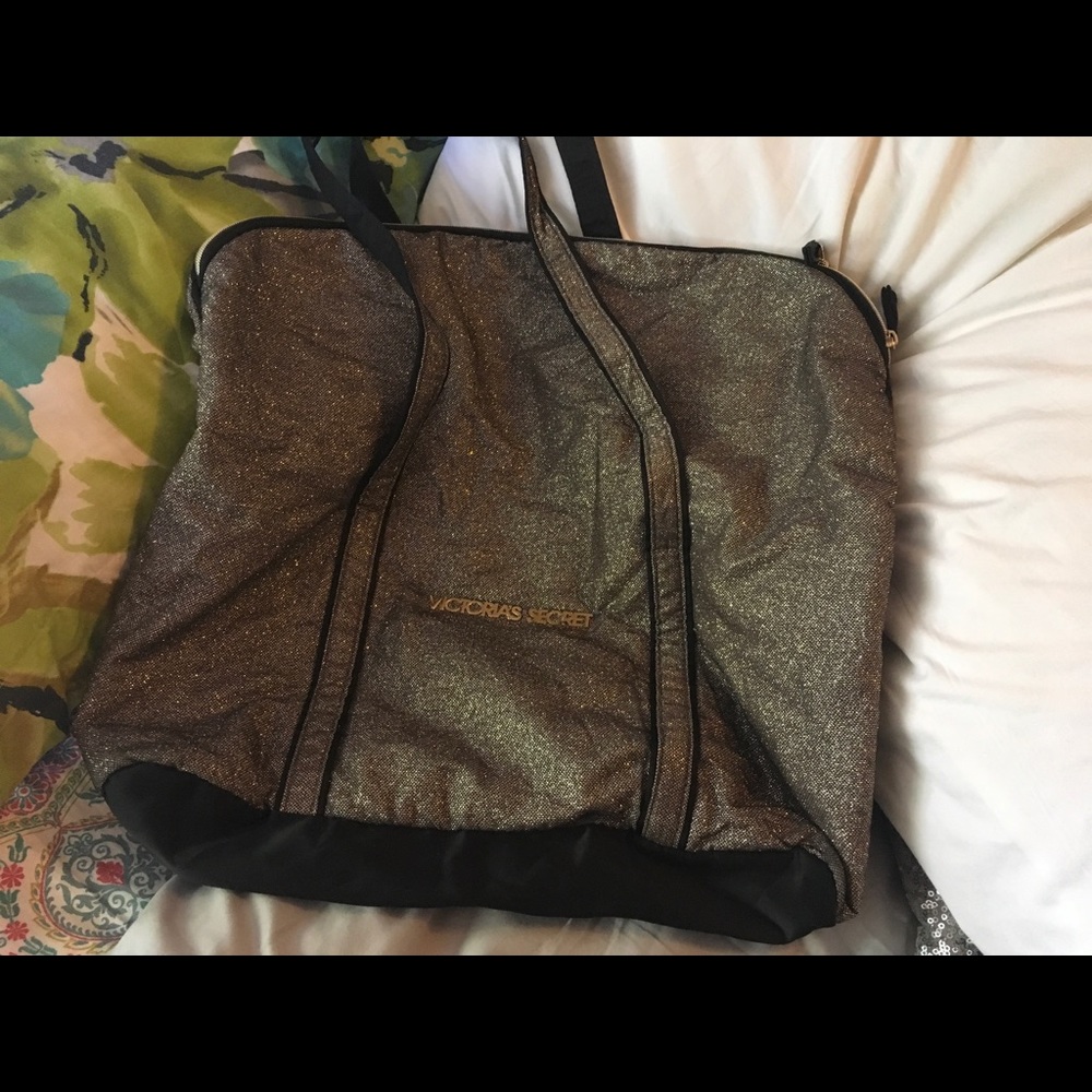 Victoria Secret PINK. Gold Sparkle Bag