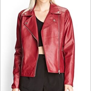 Red new forever 21 leather jacket