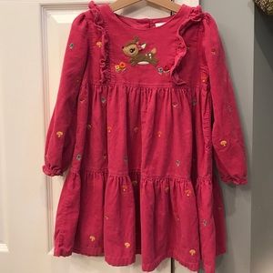 Gymboree Hot Pink Corduroy Deer Dress Sz 5T
