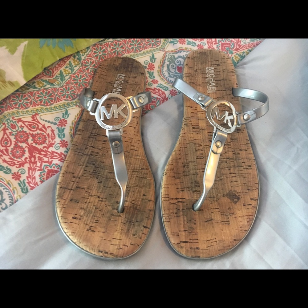 Michael Kors Silver Thong Sandals size 10