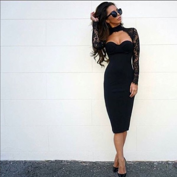 Black Lace Dress - Picture 2 of 4