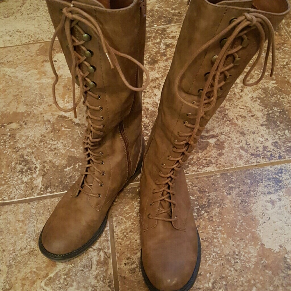 Tall lace up combat boots