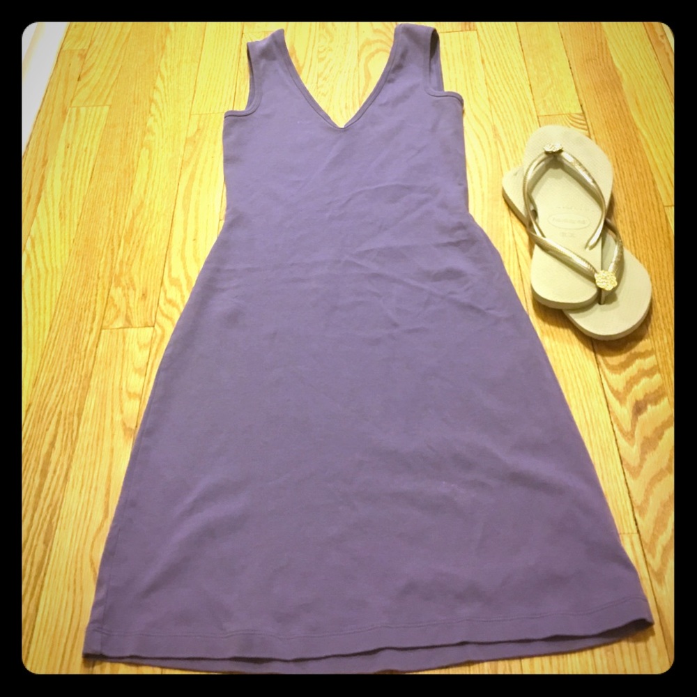 Purple cotton vneck beach dress.
