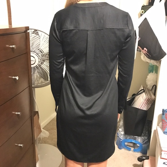 Black Faux Silk Dress - Picture 3 of 4
