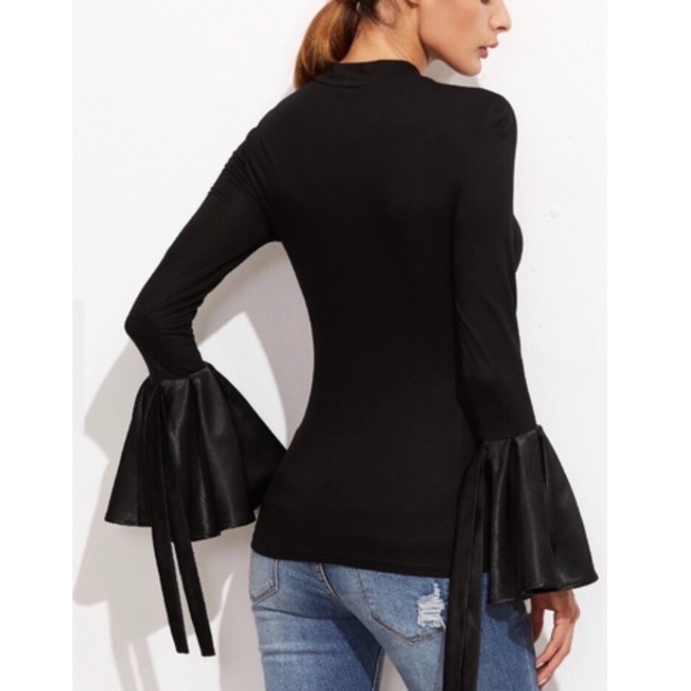 N| BLACK BELL SLEEVE SLIM TOP - Picture 2 of 4
