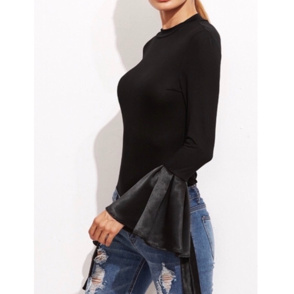 N| BLACK BELL SLEEVE SLIM TOP - Picture 3 of 4