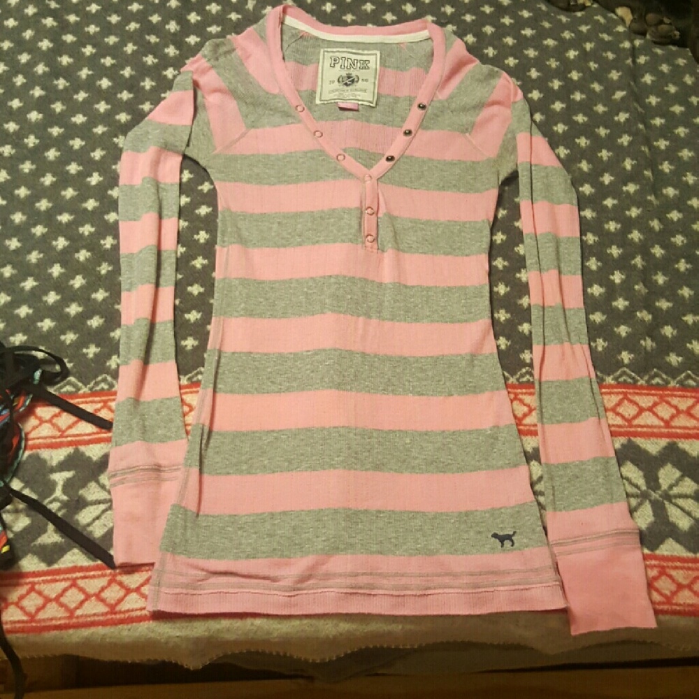 Pink long sleeve stripped top