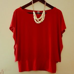 Red Short Sleeve Blouse