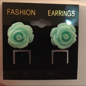 Turquoise rose stud earrings