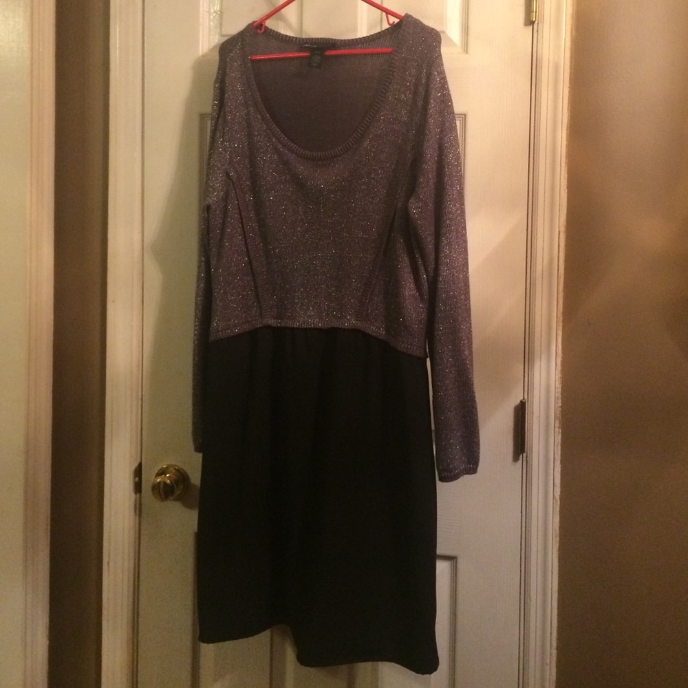 Lane Bryant dress silver and black sweater dress