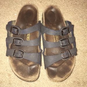 Navy 3 strap Birkenstocks