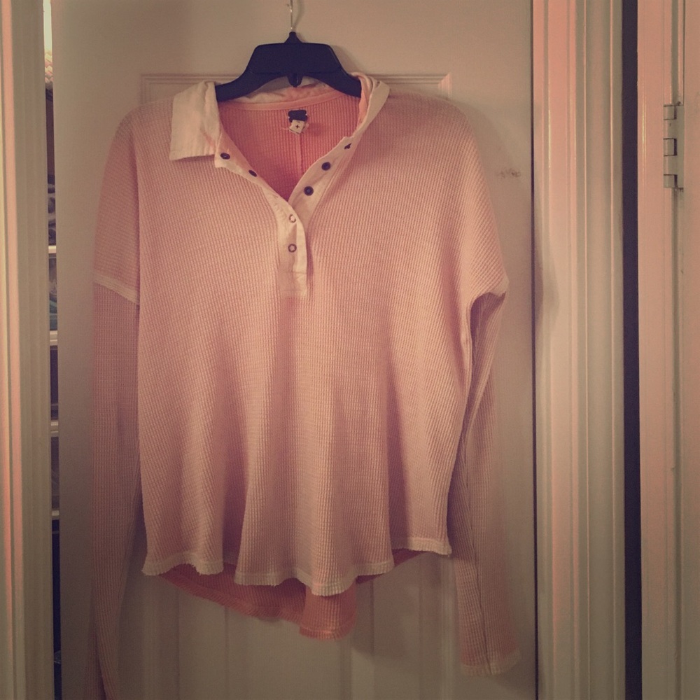 Free people light pink thermal tunic size S/P