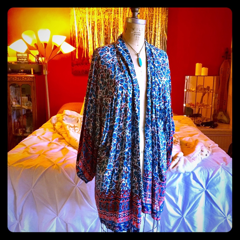 Kimono style bohemian wrap. Boho robe.