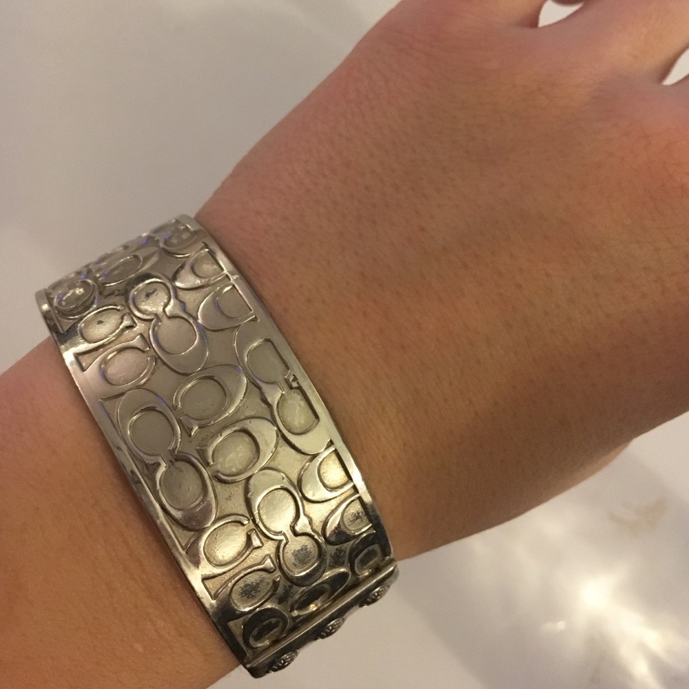 Silver coach logo bracelet