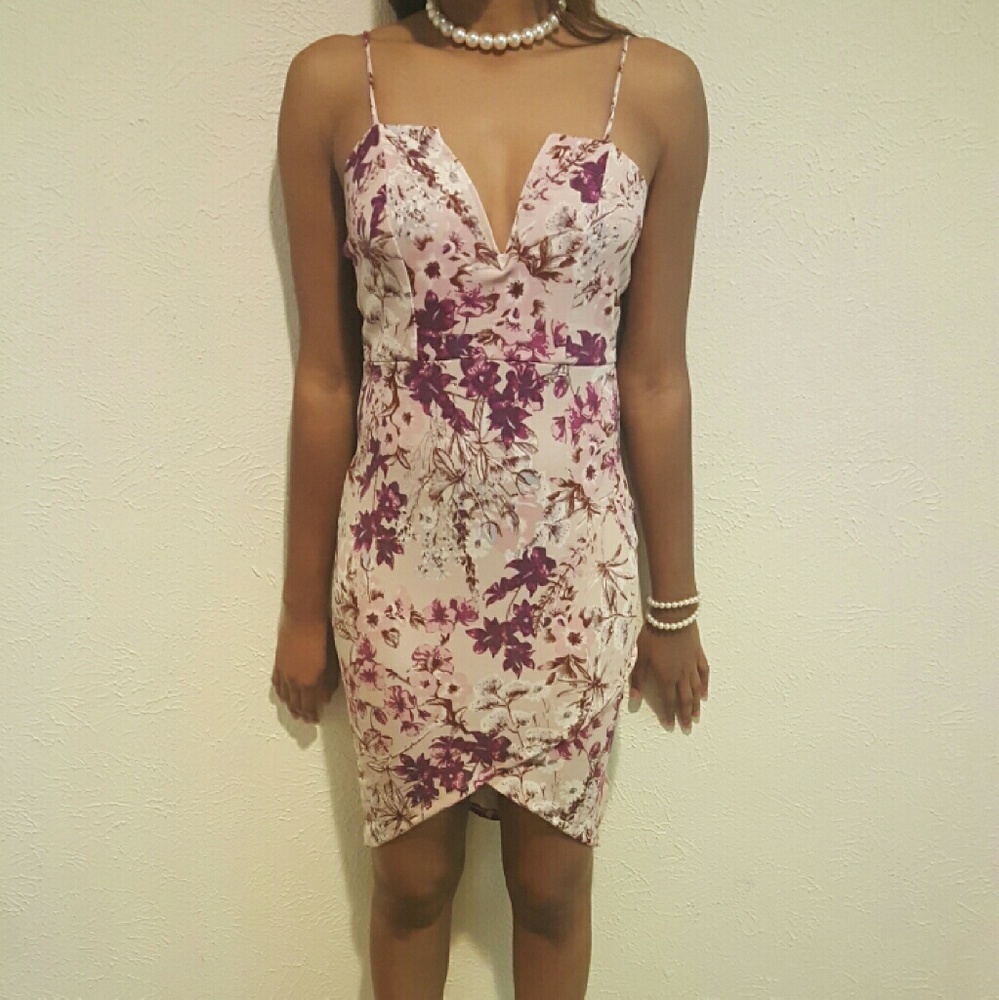 Floral Asymmetrical Bodycon Dress