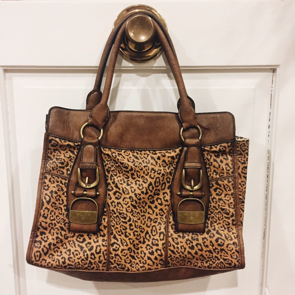 Jessica Simpson Leopard Print Leather Handbag