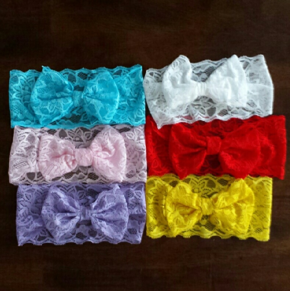NWT 6pc Lace Bow Baby Headbands