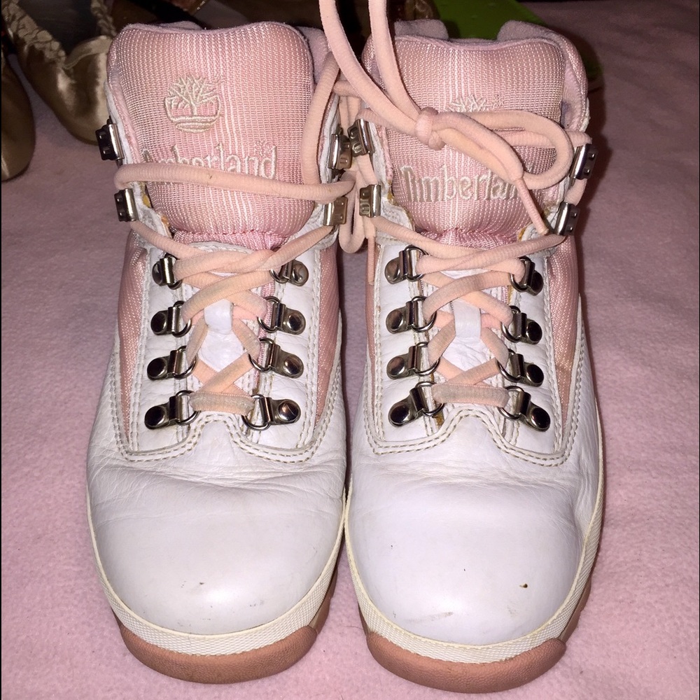 White & Pink Women's Timberland's