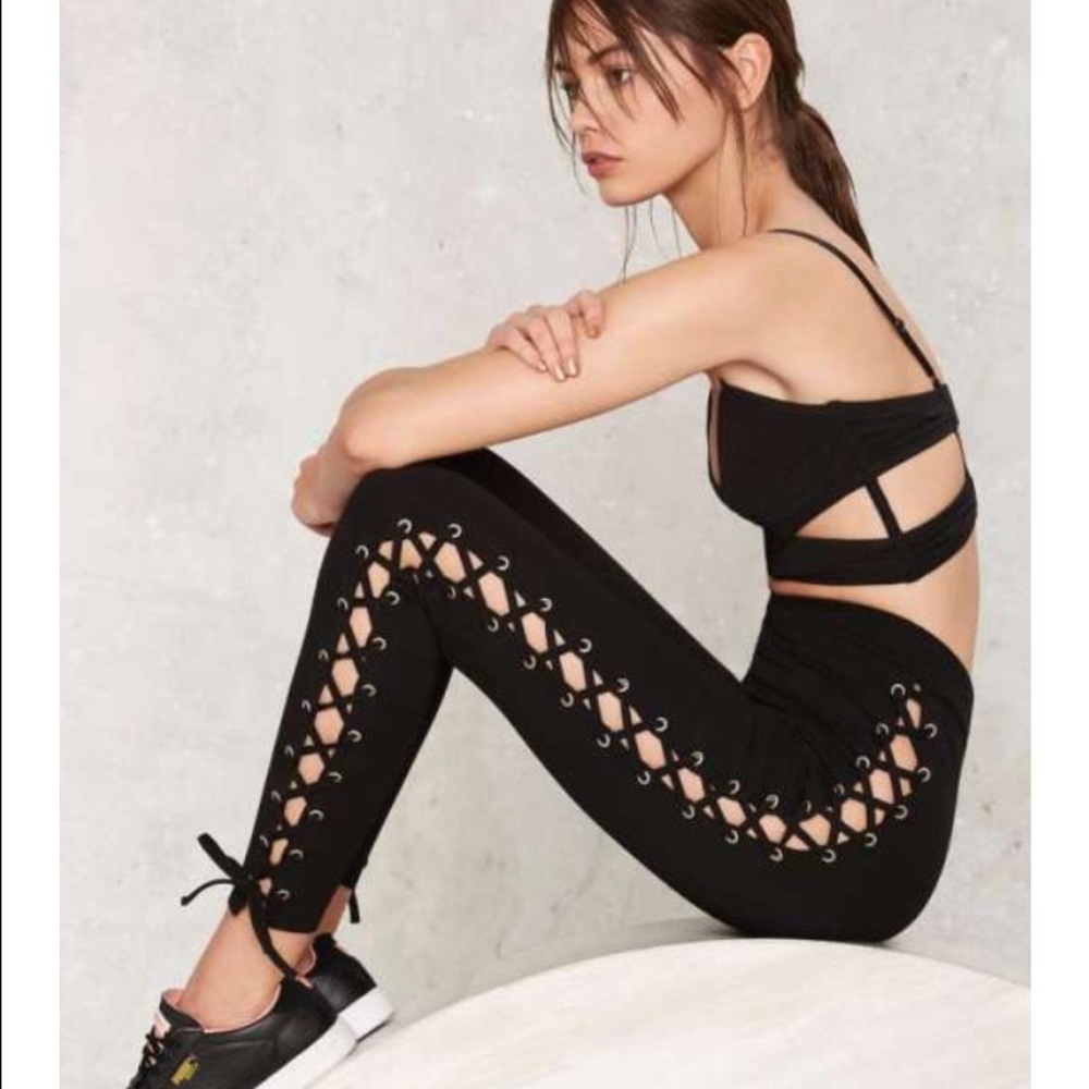 New Nasty Gal lace up leggings