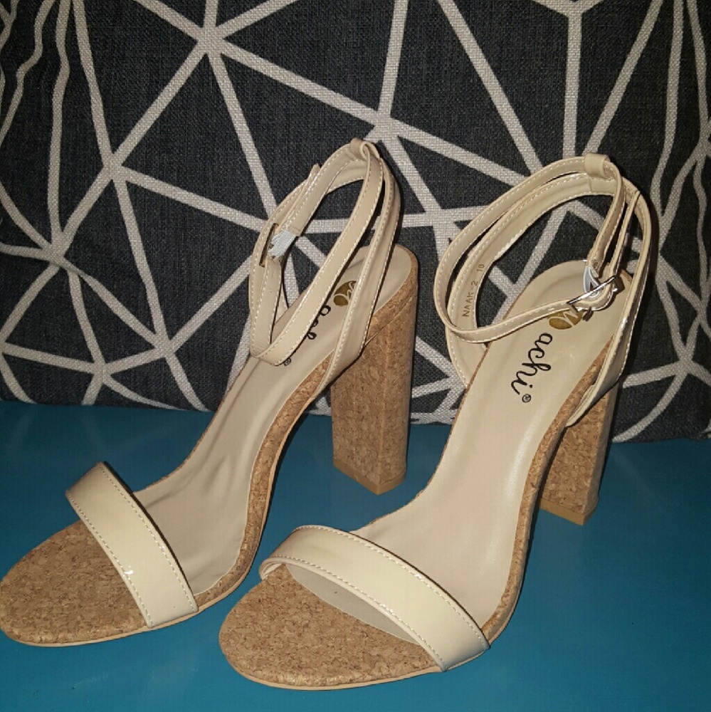 Lola Shoetique Nude Cork Heel Sandals