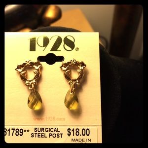 Peridot green and gold earrings