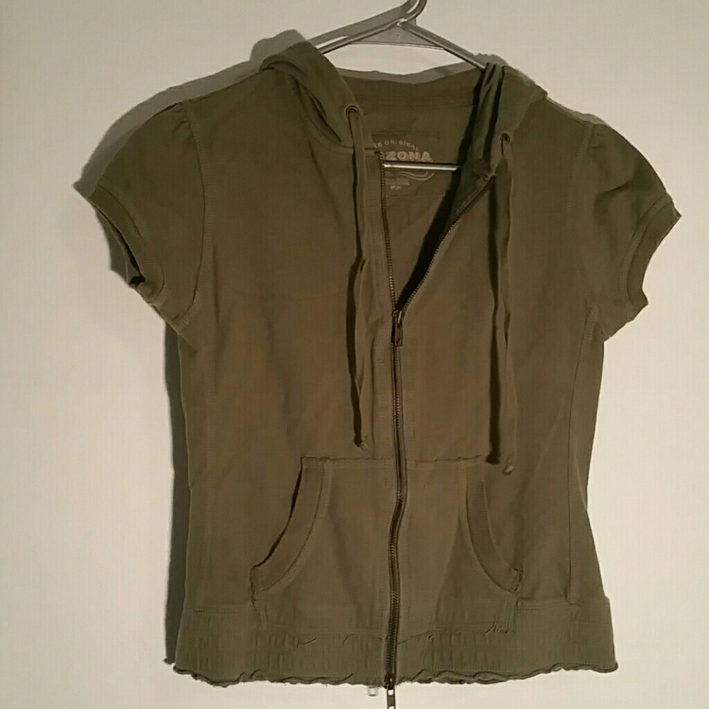 Zip up, Hooded, army green shirt