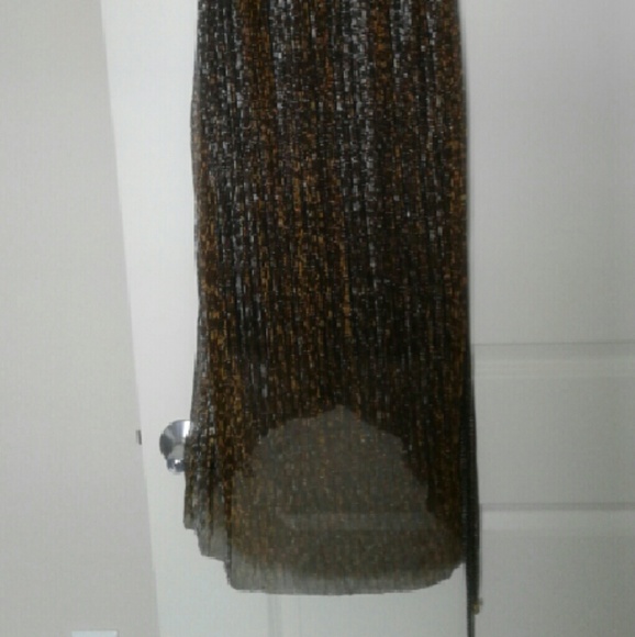 Metallic Gold and Black Party Dress with Belt - Picture 5 of 8