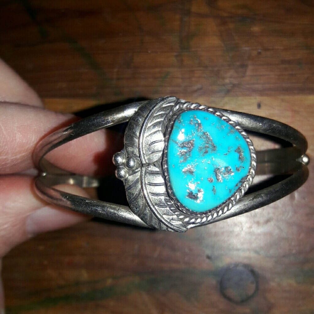 Navajo turquoise cuff sterling AP gorgeous 925
