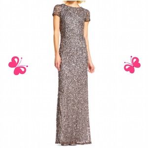 Adrianna Papell Scoop Back Sequin Gown