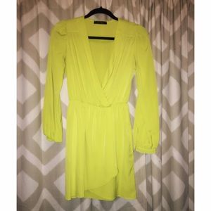Neon lime color cross front dress