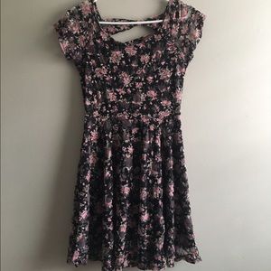 Flower print a-line dress