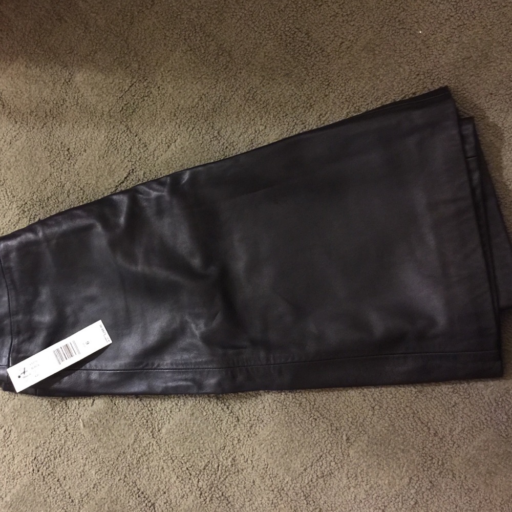 Knee length leather skirt