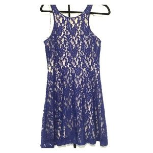 Blue lace mid length dress