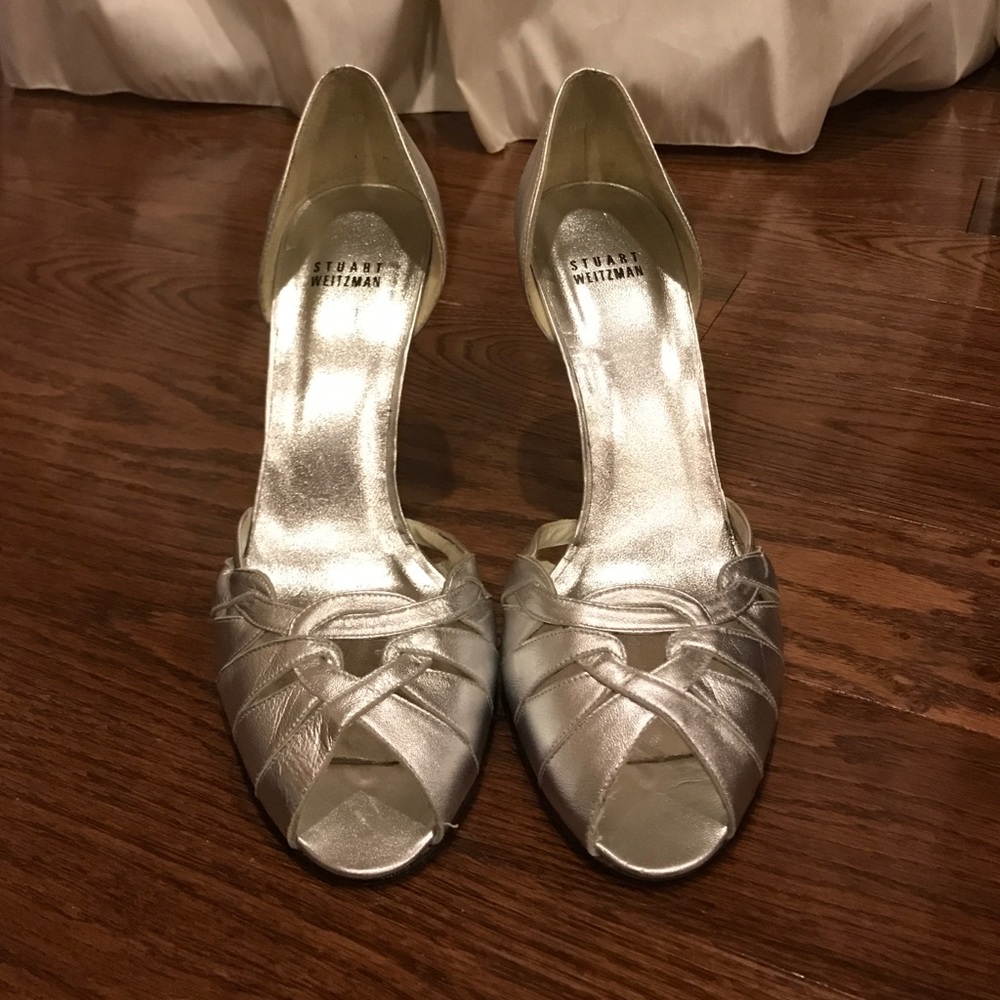 Stuart Weitzman Evening silver heels size 10