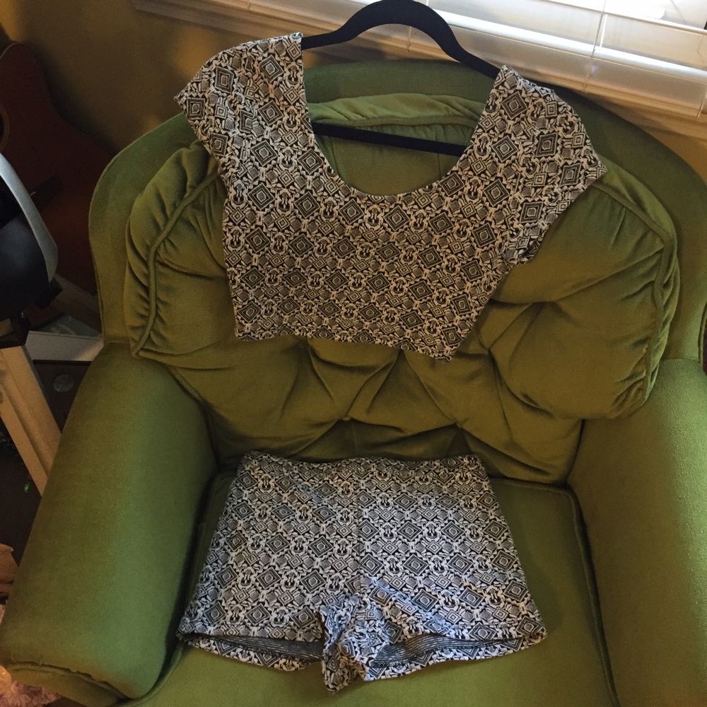 two piece matching shorts & crop top