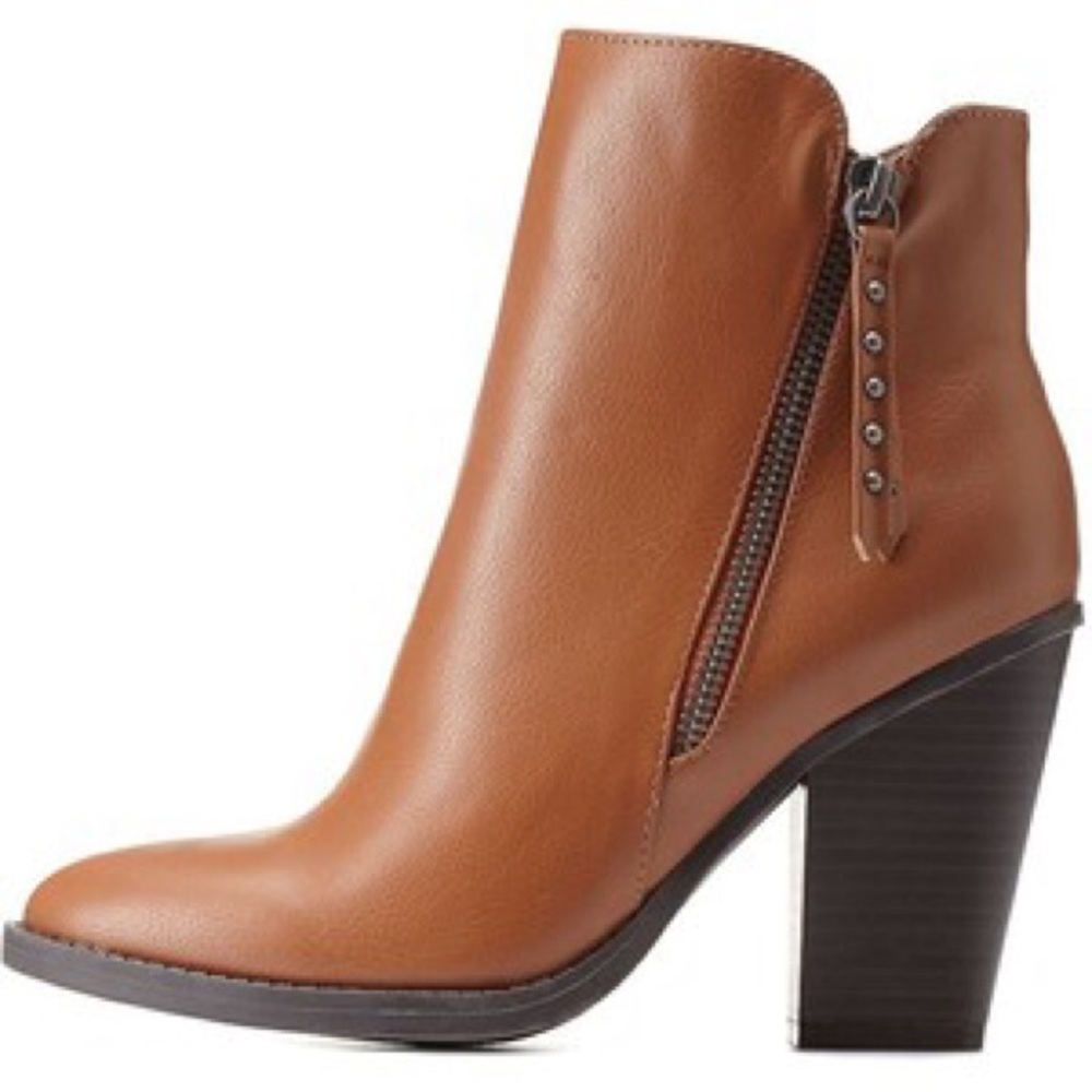 Charlotte Russe Almond Toe Chunky Heel Booties