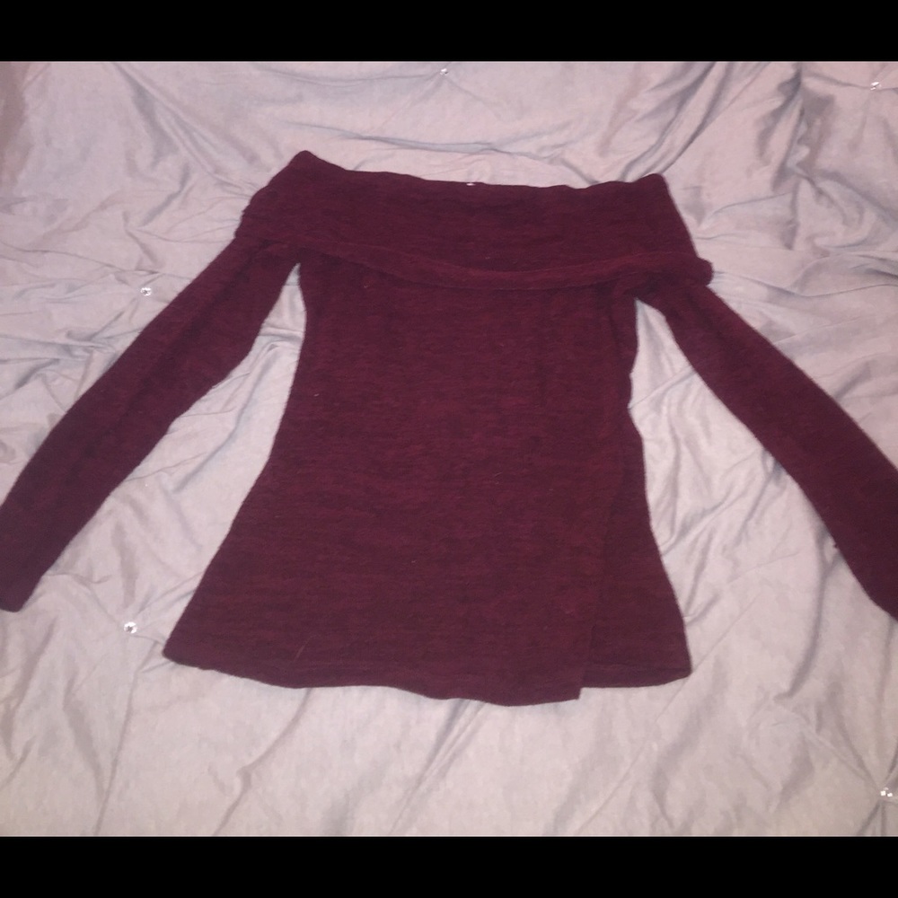 Burgundy Off The Shoulder Fashion Nova Sweater