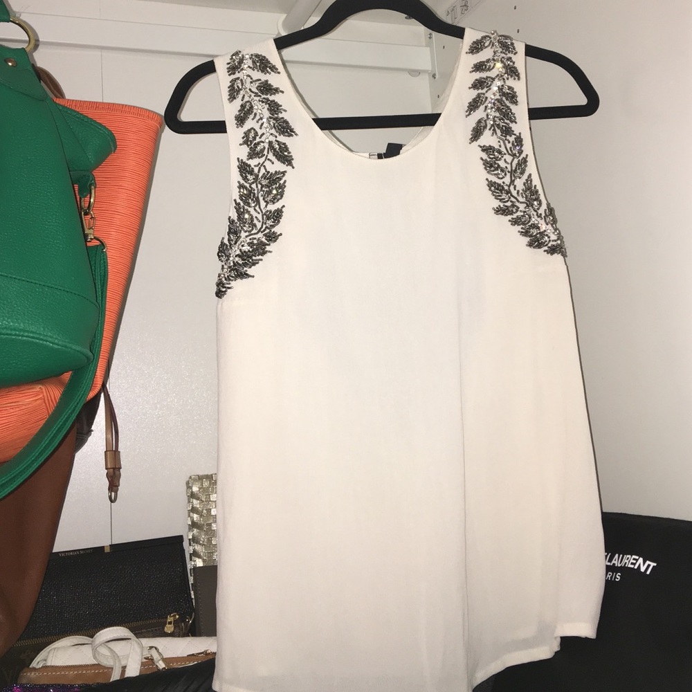 Diamond beaded open back tank