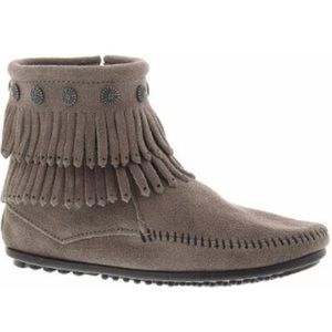 Minnetonka double fringe side zip boots