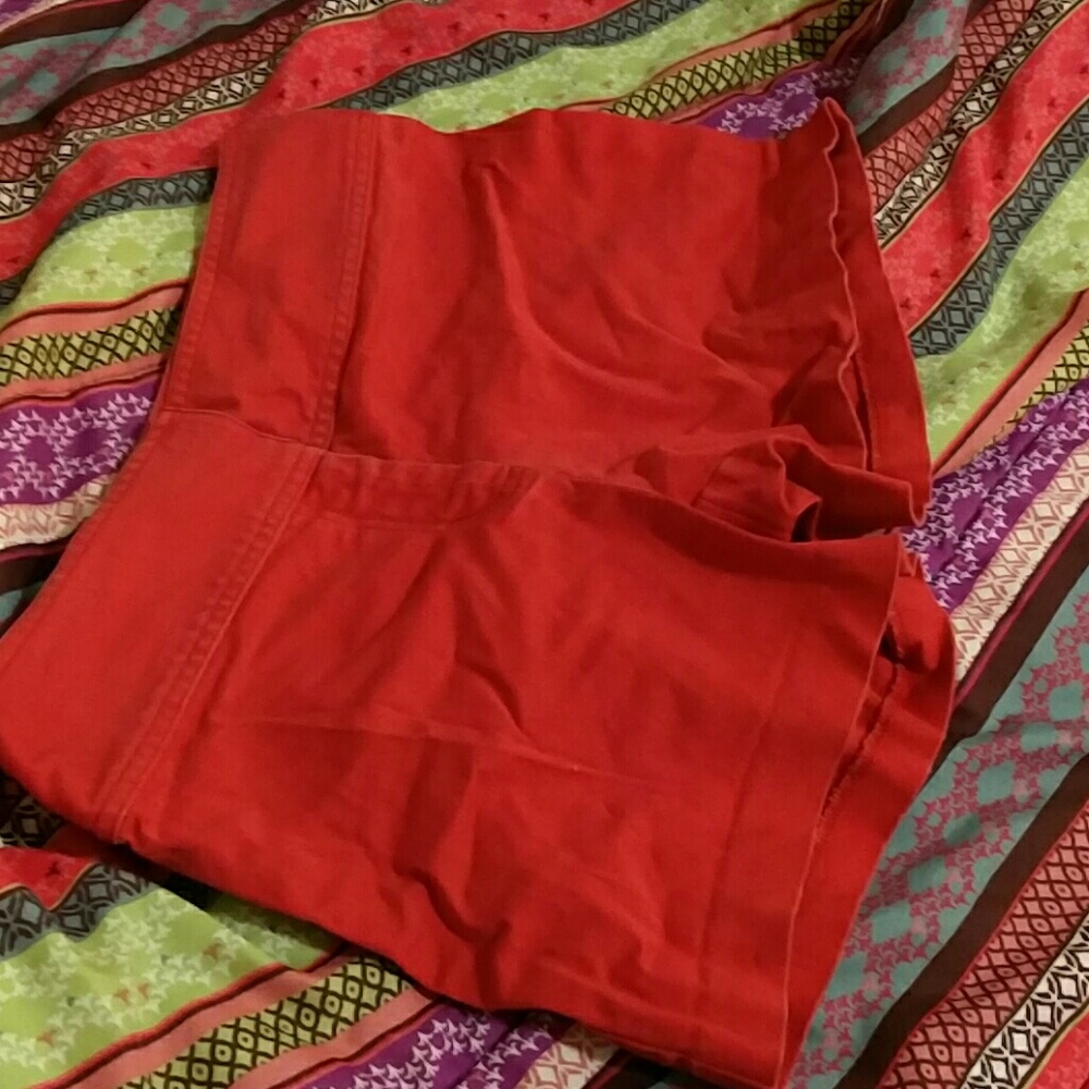 High waisted red shorts