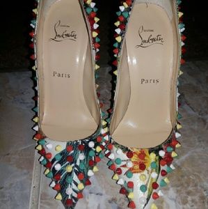 Follies Spiked Floral Red Sole Pump