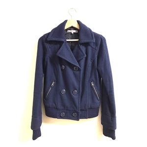 Navy blue wool peacoat