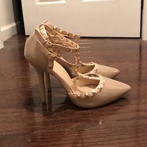 Patent leather studded heels